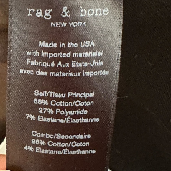 NWT new Rag & Bone black pants 6 white side stripe zipper leg small high waist 4 - Picture 7 of 16